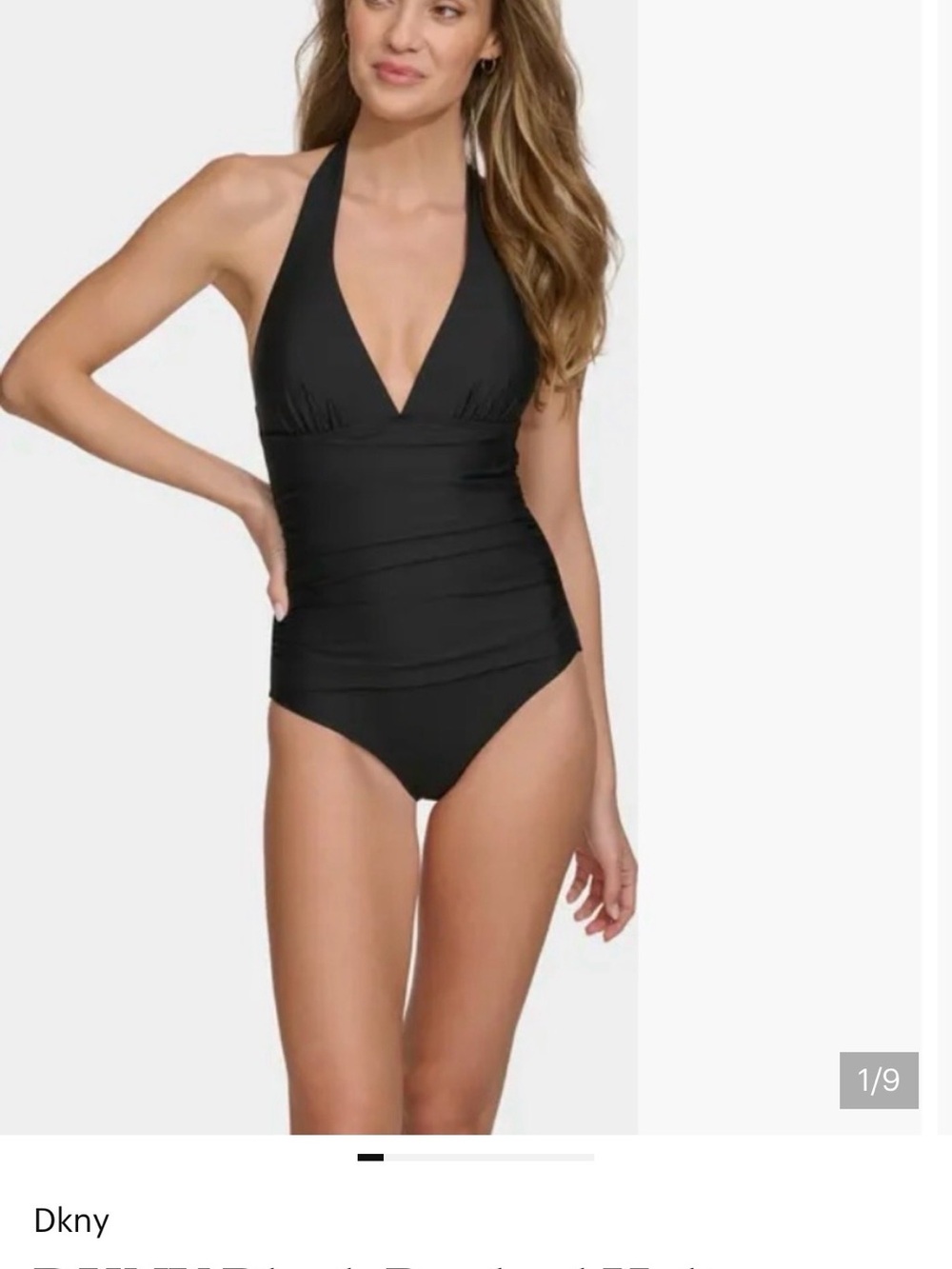 DKNY Black Halter V-Neck One-Piece Swimsuit